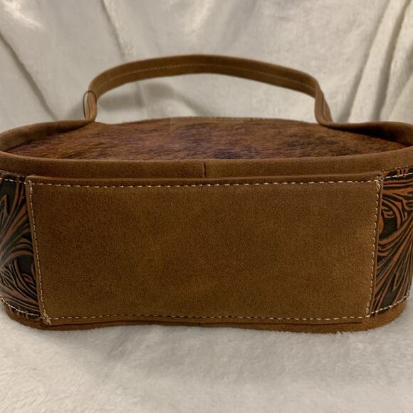 NWT Wrangler Genuine Hair-On Cowhide Tote Crossbody Bag - Brown - Picture 6 of 10